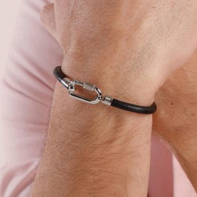 Brosway Naxos Men's Bracelet made of black skin and steel
