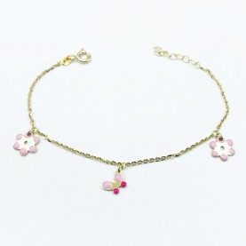 Bracciale Bambina Oro 750 Bicolore Con Farfalle