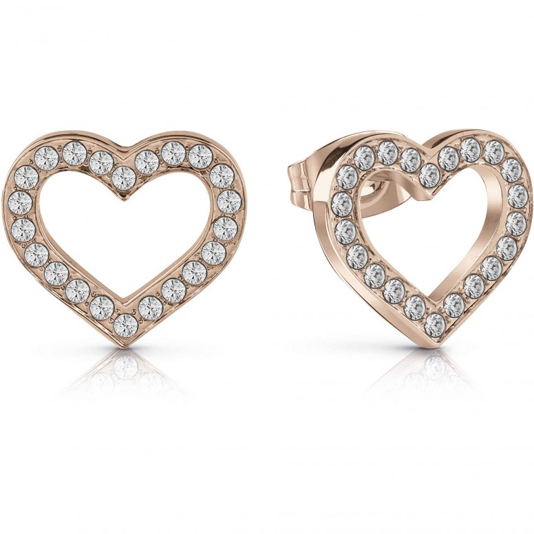 Guess rose 2024 gold heart earrings